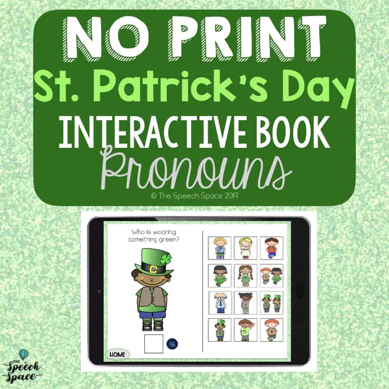 No Print St. Patrick’s Day Interactive Book: Pronouns Cover Image