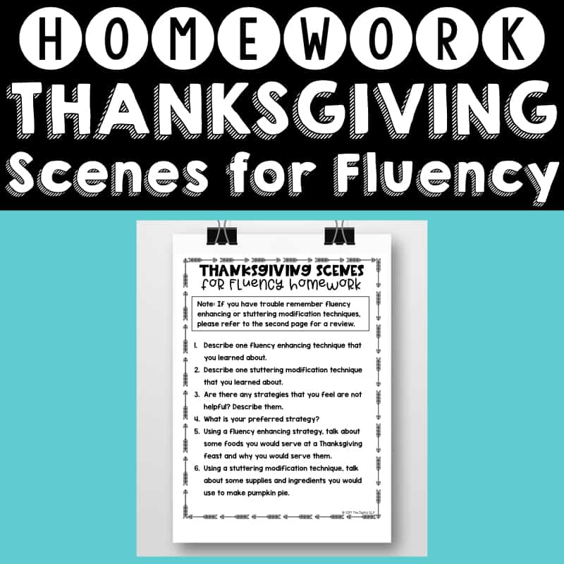Thanksgiving Scenes for Fluency Homework Helper Cover Image