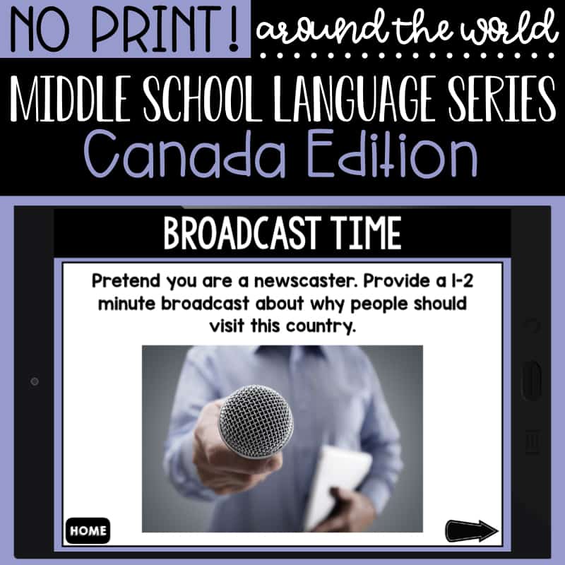 No Print Around the World Middle School Language Series: Canada