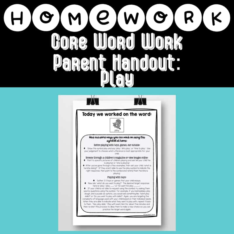 Core Word Work Parent Handout: Play Cover Image
