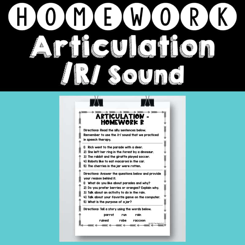 articulation r homework