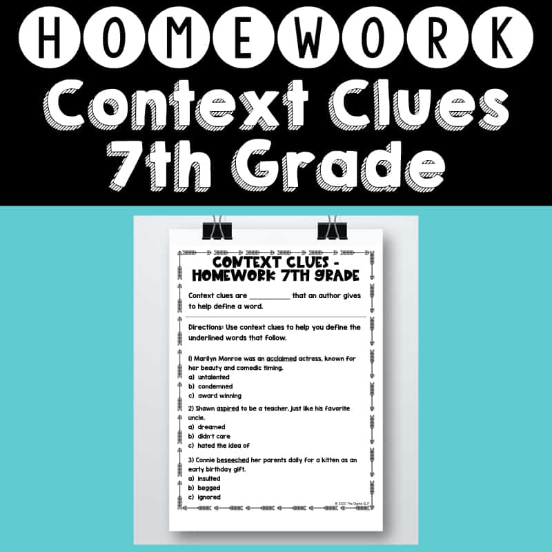 Context Clues Middle School Homework Helper – 7th Grade Cover Image
