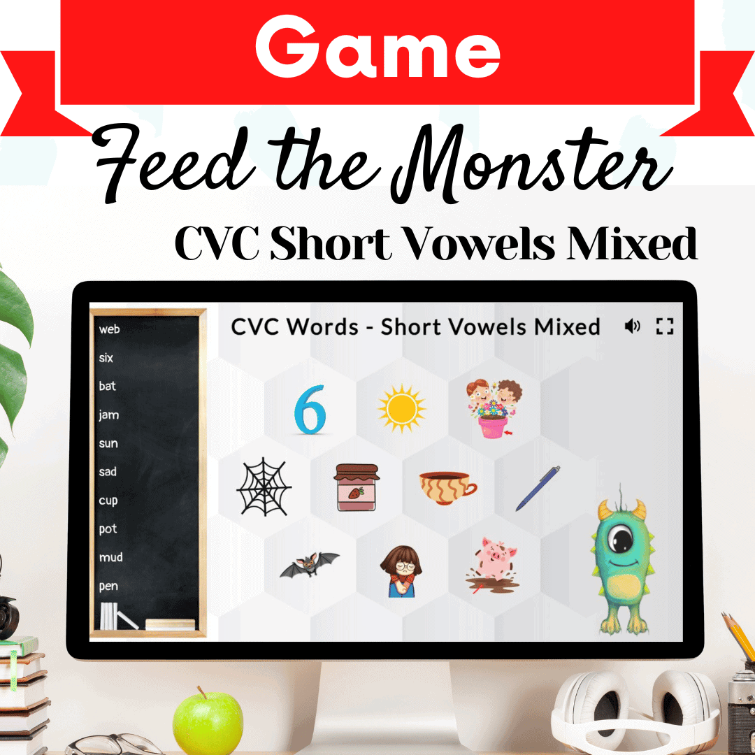 Feed the Monster Game – CVC Words with Short Vowels Mixed Cover Image
