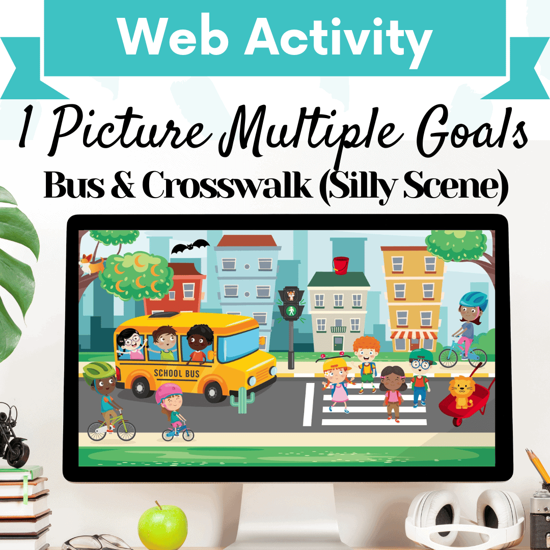 1 Picture Scene Multiple Goals – Bus and Crosswalk (Silly) Cover Image