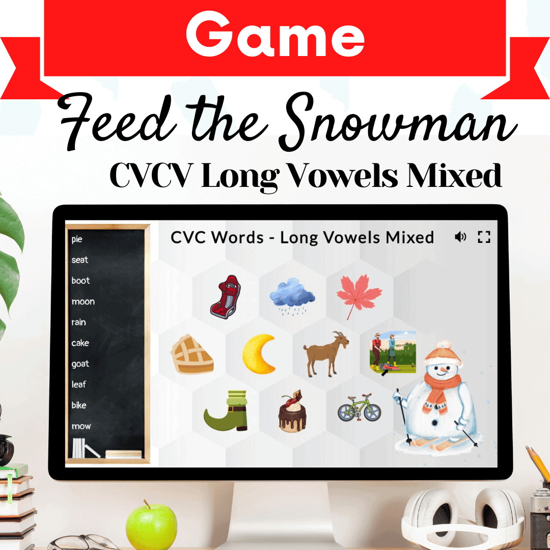 Feed the Snowman Game – CVC Words with Long Vowels Mixed Cover Image