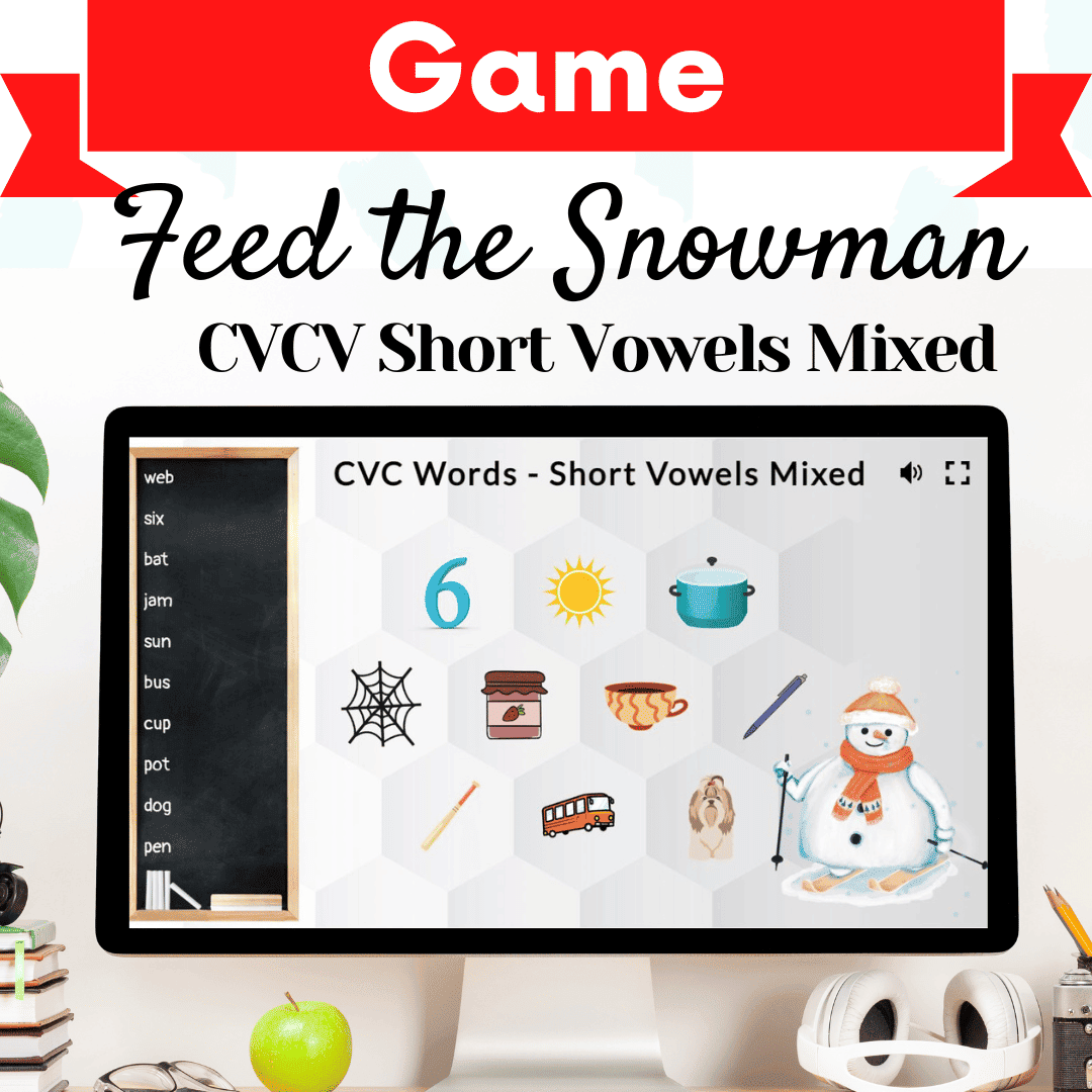 Feed the Snowman Game – CVC Words with Short Vowels Mixed Cover Image