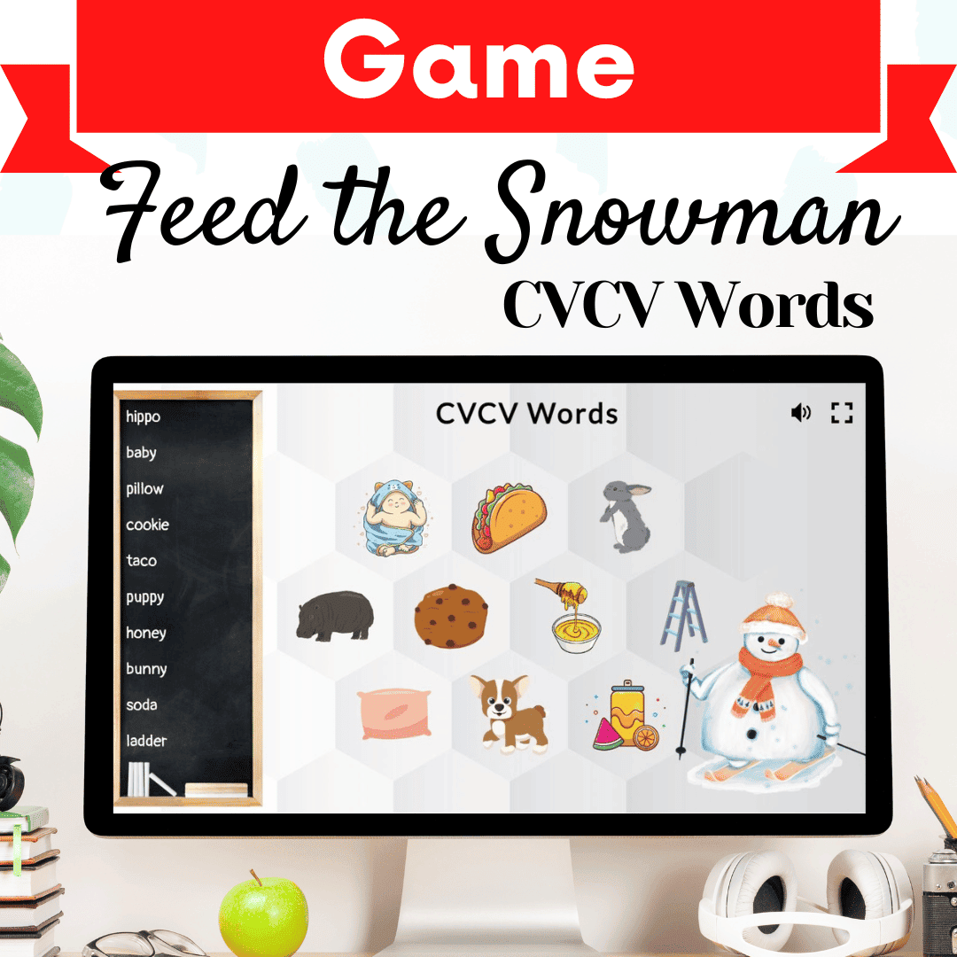 Feed the Snowman Game – CVCV Words Cover Image